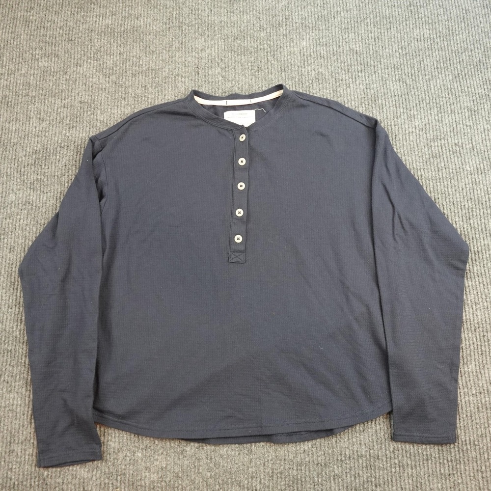 REI Cooperative Shirt Mens XL Blue Long Sleeve Henley Knit Casual Outdoor Tee